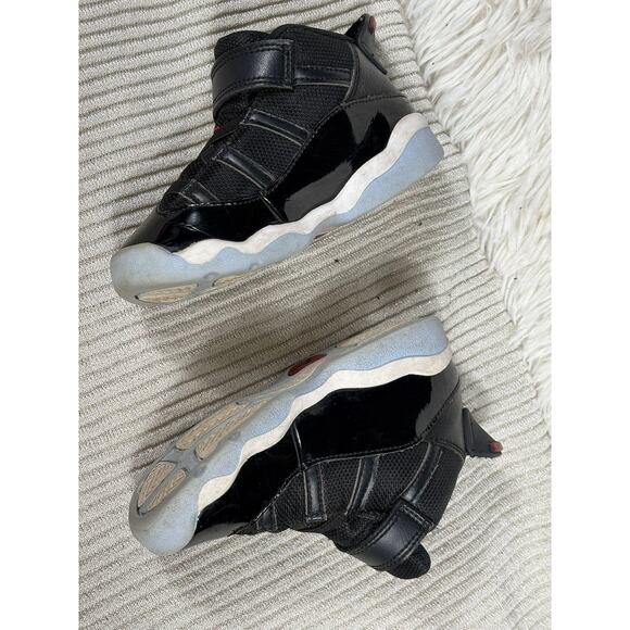 Jordan Shoes Toddler Size 9C Black Red 6 Rings Patent Leather Bred 323420-064 - Picture 2 of 8